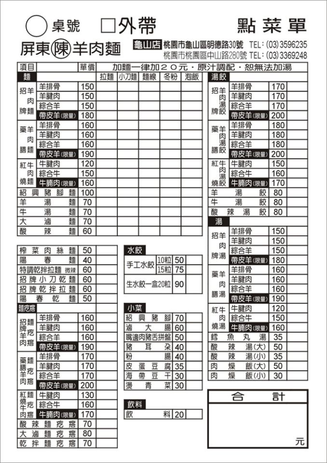 屏東陳羊肉麵-桃園中山店