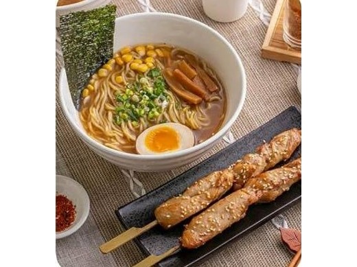 文清烏龍麵+照燒雞肉串